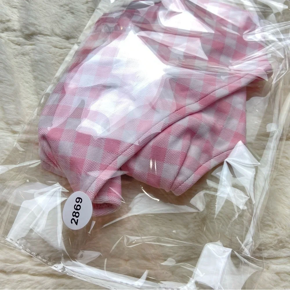 NWOT Frankie’s bikinis cash cutout one piece swimsuit gingham pink 12869